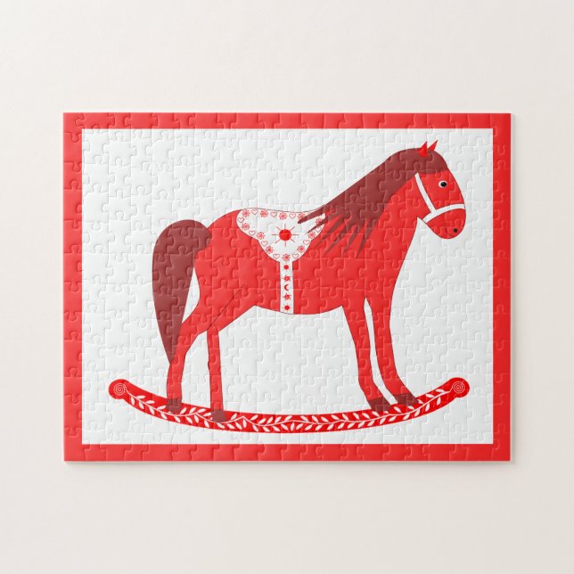 Quebra-cabeça Cavalo Rocco de Natal escandinavo (Horizontal)
