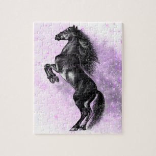 Quebra-cabeça Cavalo selvagem preto-e-fundo - Desenho preto e br