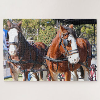 Quebra-cabeça Cavalos Clydesdale aproveitados para puxar a carru