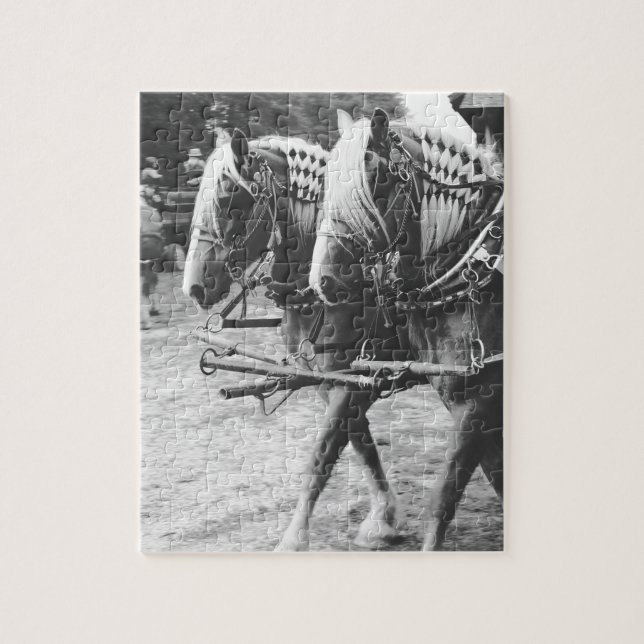 Quebra-cabeça Cavalos de Rascunho de Trabalho em Preto e Branco (Vertical)