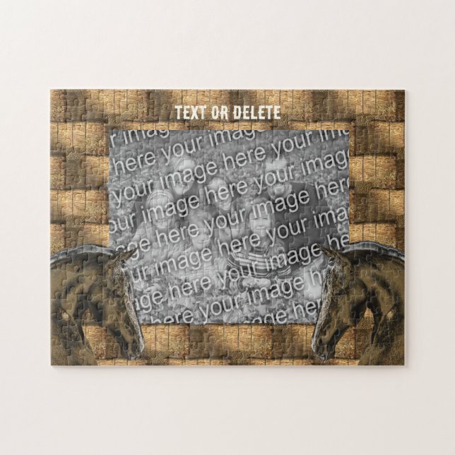 Quebra-cabeça Cavalos E Balas De Cabeça Adicionam Sua Foto Perso (Horizontal)