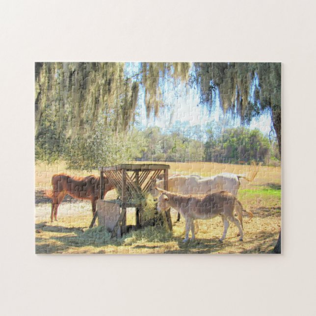 Quebra-cabeça Cavalos e burros - Série Vida Fazenda - Quebra-cab (Horizontal)