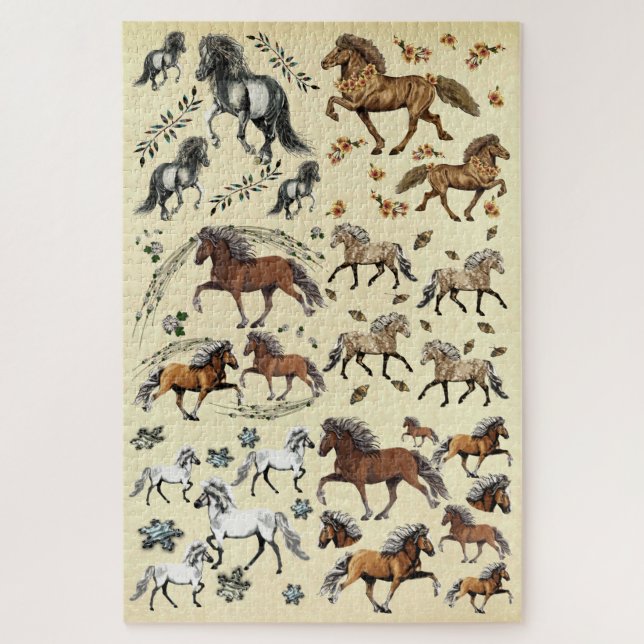 Quebra-cabeça Cavalos islandeses alegres (Vertical)