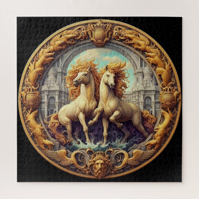 Quebra-cabeça "Cavalos místicos lindos" 48 (Vertical)