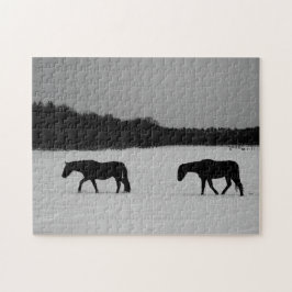 Quebra-cabeça Cavalos na neve 11x14 jpcnm 252pc