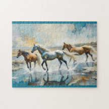 Cavalos selvagens aquarela