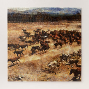 Quebra-cabeça Cavalos Selvagens: Majestade Animal Artística.