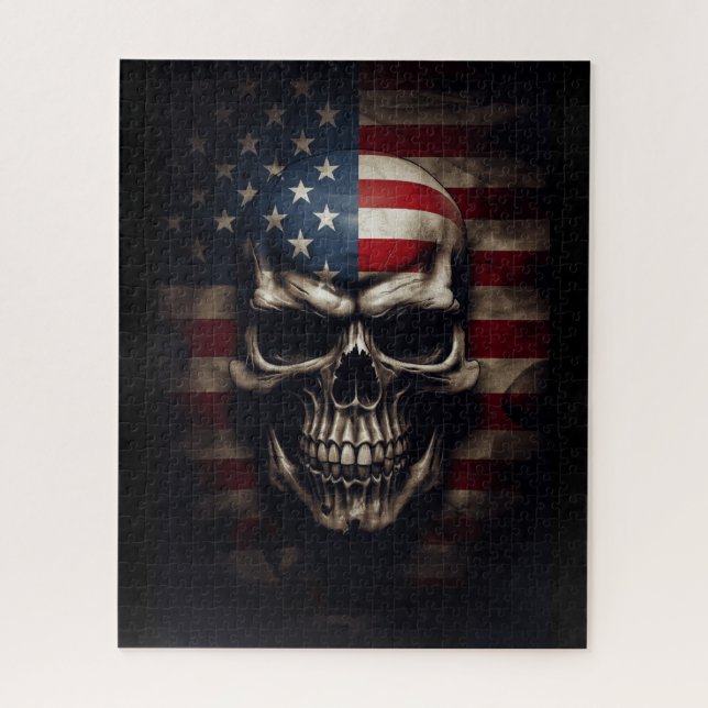 Quebra-cabeça Caveira da Bandeira Americana  (Vertical)