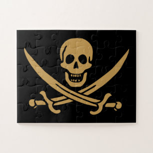 Quebra-cabeça Caveira e Cutelo de Ouro Asteca Pirata Calico Jack