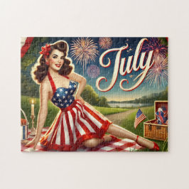 Quebra-cabeça Celebração de Independência de Julho com Pin-Up