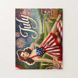 Quebra-cabeça Celebração de Independência de Julho com Pin-Up