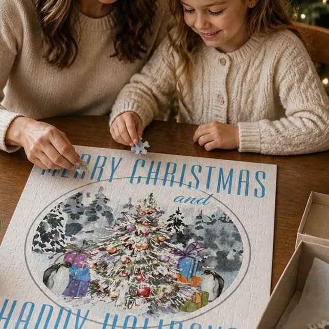 Quebra-cabeça Celebração de Natal em Pinguim 16"x20" (Criador carregado)