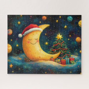 Quebra-cabeça Celebração Divertida da Lua Galáctica no Natal