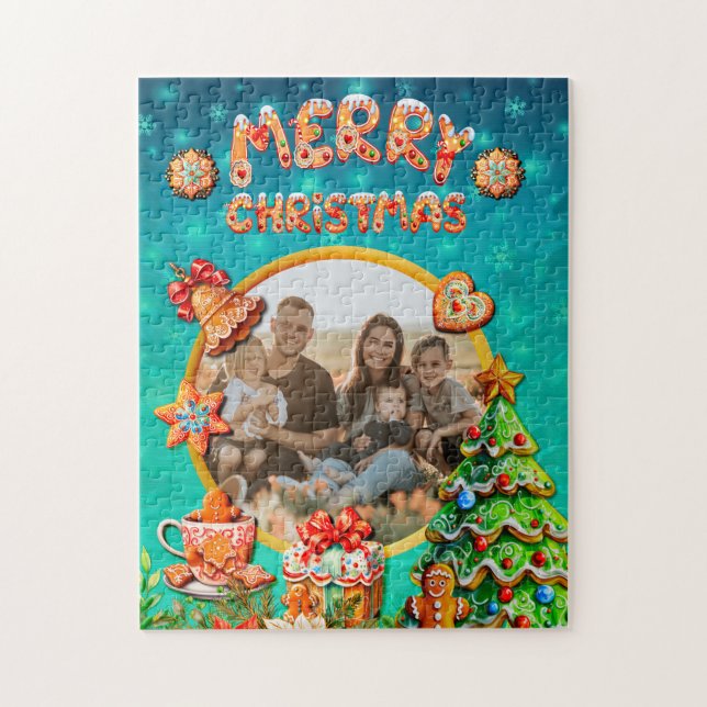 Quebra-cabeça Celebrações com meu Pão de Mel de Natal personaliz (Vertical)
