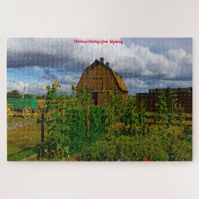 Quebra-cabeça Celeiro Rústico Antigo Estilo Wyoming. Quebra-Cabe (Horizontal)