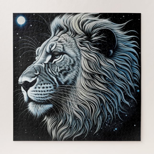 Quebra-cabeça Celestial Lion Night Sky Ai Art (Vertical)