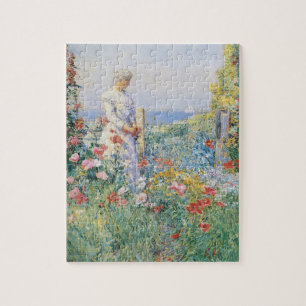 Quebra-cabeça Celia Thaxter em seu jardim por Childe Hassam