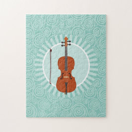 Quebra-cabeça Cello Fun Turquoise Swirl Music