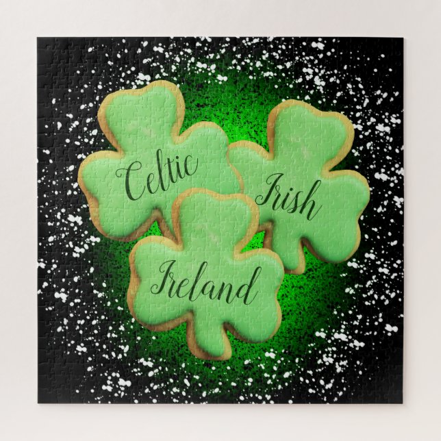 Quebra-cabeça Celtic/Irish/Shamrock trevo verde-gelado (Vertical)