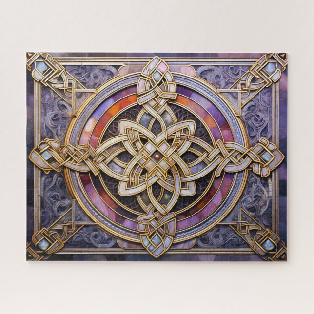 Quebra-cabeça Celtic Knot Purple Ivory Knotwork (Horizontal)