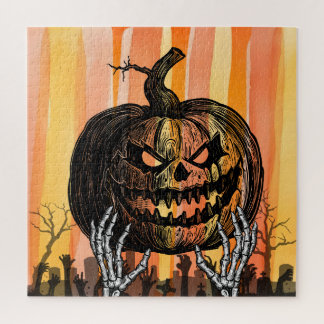 Quebra-cabeça Cemitério de Jack-o-lantern Sinistro Horror