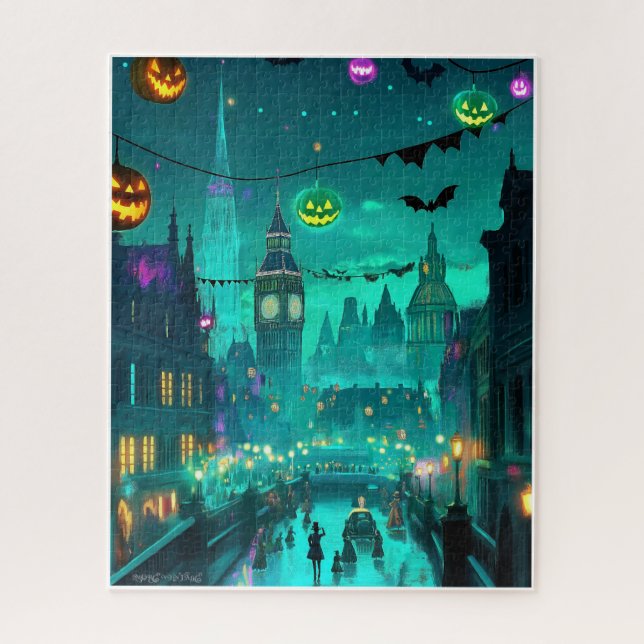 QUEBRA-CABEÇA CENA ASSOMBRADA DE HALLOWEEN PINTADA C1900 (Vertical)