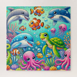Quebra-cabeça Cena Colorida Subaquática com o Mar Jovial