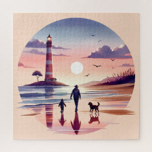 Quebra-cabeça Cena Costeira do Farol Sunset Walk