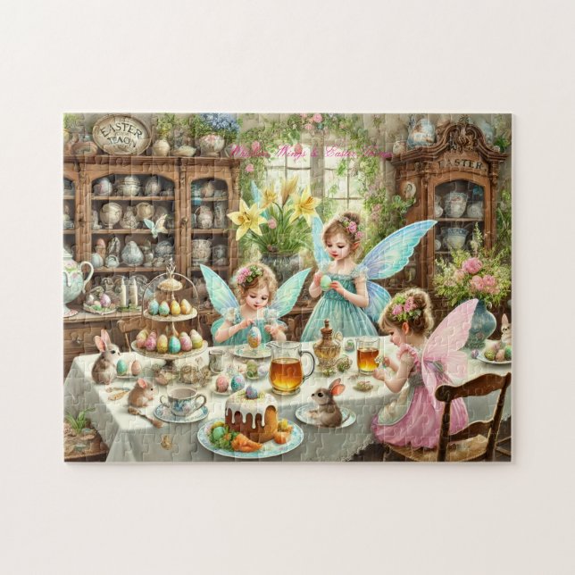 Quebra-cabeça Cena da Festa de Chá da Cozinha de Páscoa das Fada (Horizontal)