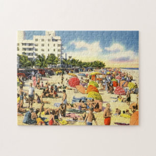 Quebra-cabeça Cena da praia, Fort Lauderdale, vintage de Florida