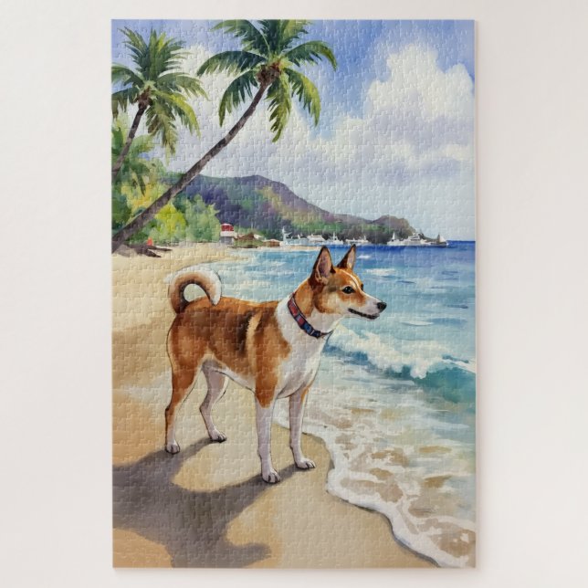 Quebra-cabeça Cena de Curiosidade da Praia Basenji (Vertical)