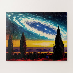 Quebra-cabeça Cena de Diversão do Céu Amarelo abstrato Azul Aqua