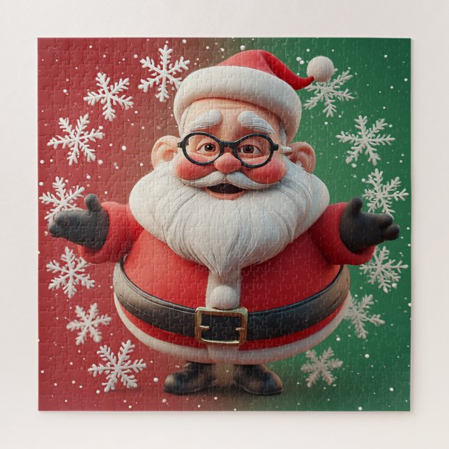 Quebra-cabeça Cena de floco de neve do Papai Noel alegre para di (Vertical)