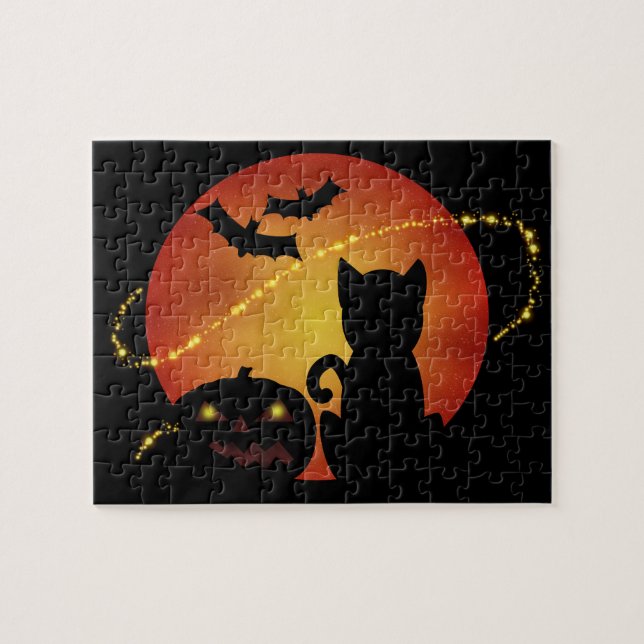 Quebra-cabeça Cena de Halloween em Silhouette (Horizontal)