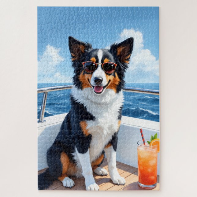 Quebra-cabeça Cena de Iate de Luxo com Border Collie (Vertical)