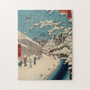 Quebra-cabeça Cena de inverno de Hiroshige Japão ukiyo-e antiga