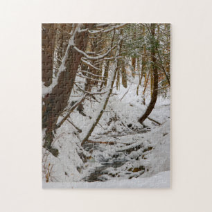 Quebra-cabeça Cena de Nação de Creek Wooded Wintry Whimsical