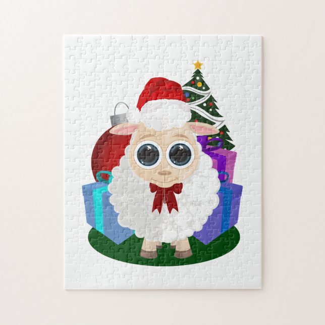Quebra-cabeça Cena de Natal Adorável com Ovelhas Festivas de Inv (Vertical)