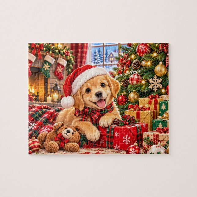 Quebra-cabeça Cena de Natal do Cachorrinho (Horizontal)
