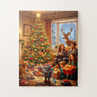 Quebra-cabeça Cena de Natal em Família pela Manhã