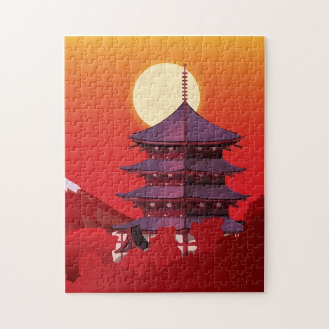 Quebra-cabeça Cena de paisagem do Japão desenho viagem (Vertical)