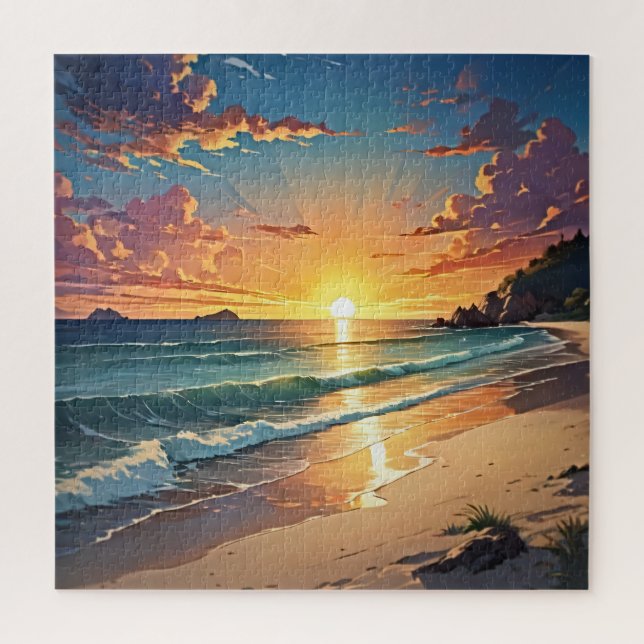 Quebra-cabeça Cena de Praia ao Pôr do Sol Serenidade (Vertical)