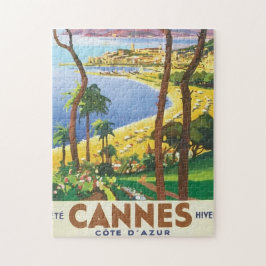 Quebra-cabeça Cena de praia de Cannes Viagens vintage