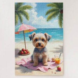Quebra-cabeça Cena de Praia do Terrier Dandie Dinmont