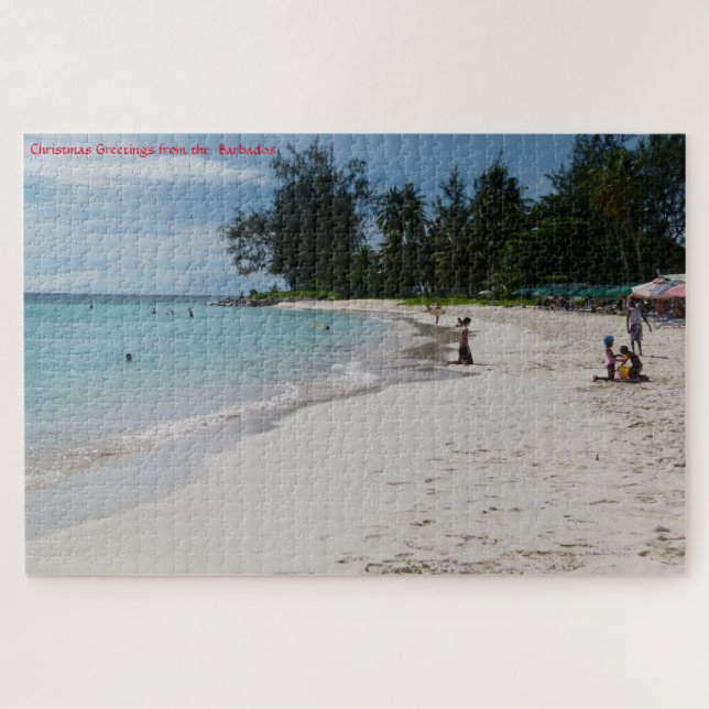 Quebra-cabeça Cena de praia ensolarada de Barbados. Quebra-cabeç (Horizontal)