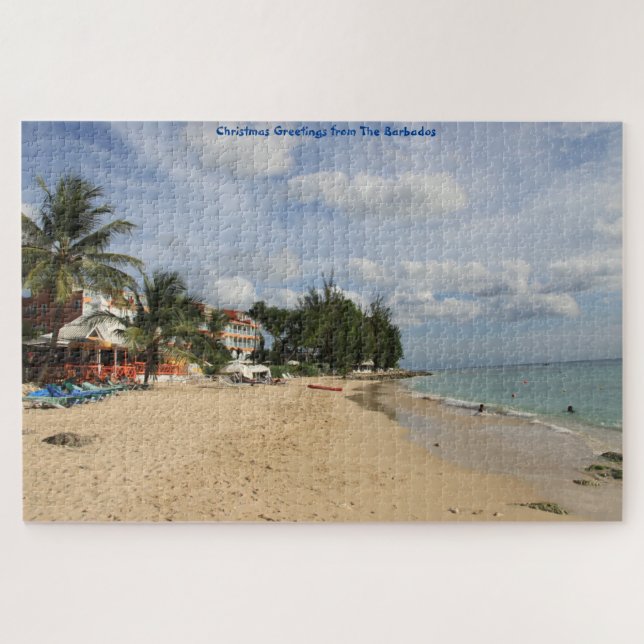 Quebra-cabeça Cena de praia ensolarada de Barbados. Quebra-cabeç (Horizontal)