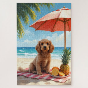 Quebra-cabeça Cena de Relaxamento de Cocker Spaniel na Praia
