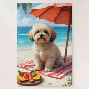 Quebra-cabeça Cena de Relaxamento de Lhasa Apso na Praia
