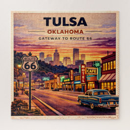Quebra-cabeça Cena de viagem pela Rota 66 em Tulsa Oklahoma vint