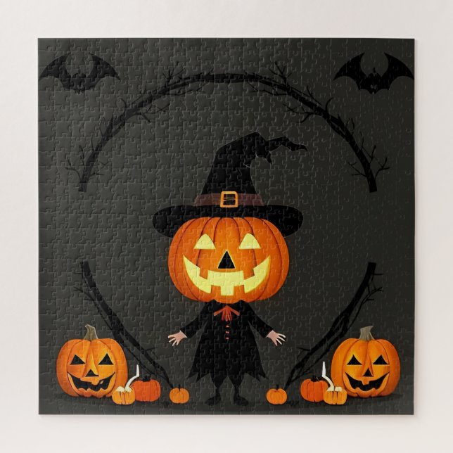 Quebra-cabeça Cena Encantadora de Halloween com Abóbora (Vertical)